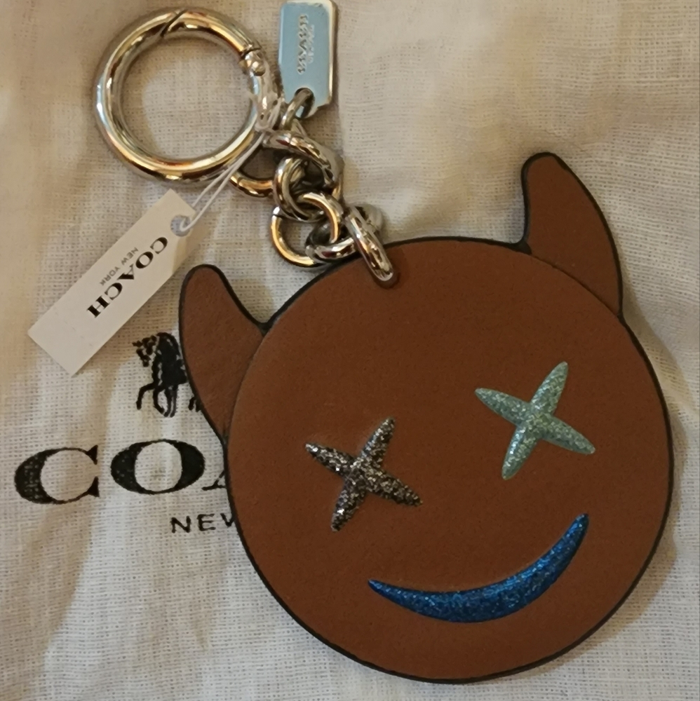 Coach leather Emoji Charm/ keychain